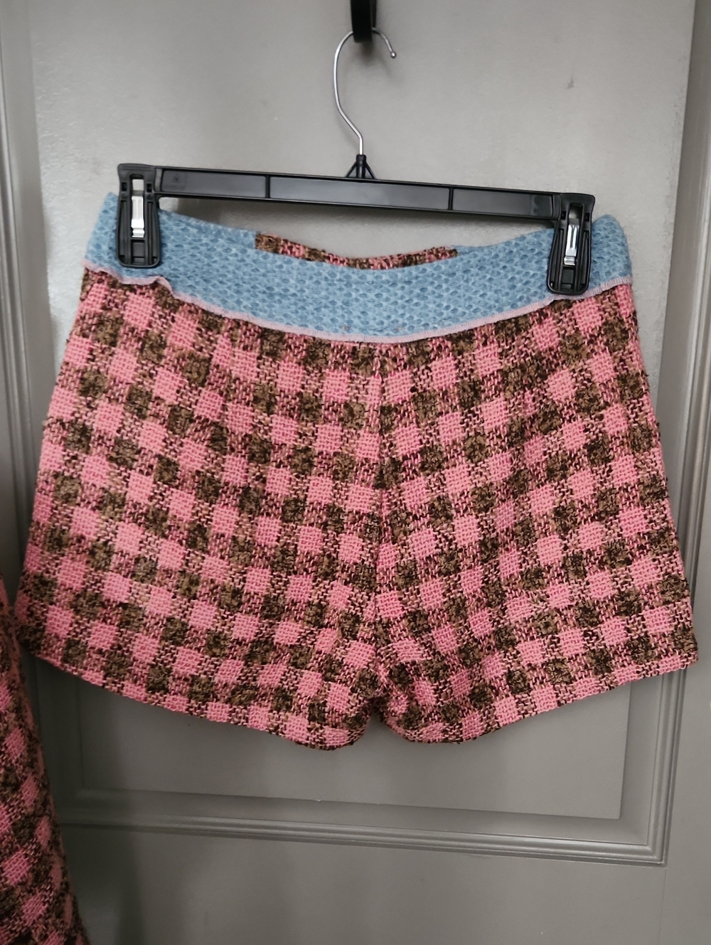 Mystree Pink and Brown Plaid Tweed Jacket and Short Set - Picture 10 of 14